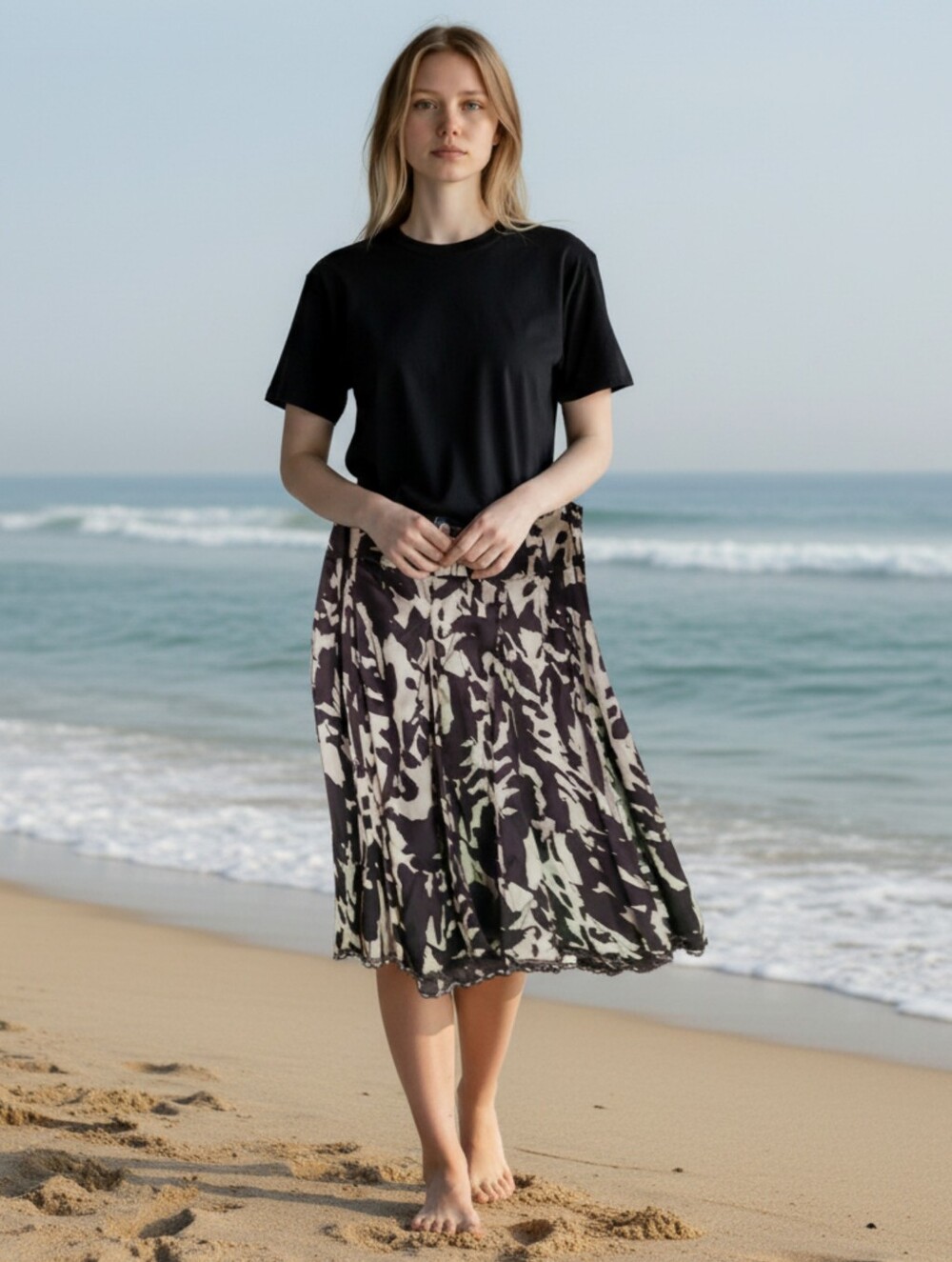 APOSTROPHE Skirt Size 8 Brown Cream Graphic Pattern Lined